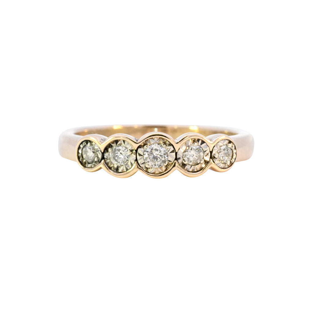 9ct Yellow Gold 0.20ct Diamond 5 Stone Ring (SH24-636)