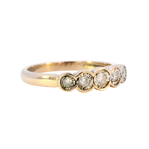 9ct Yellow Gold 0.20ct Diamond 5 Stone Ring