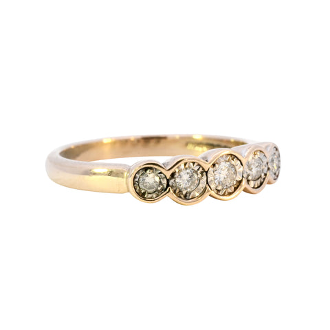 9ct Yellow Gold 0.20ct Diamond 5 Stone Ring (SH24-636)