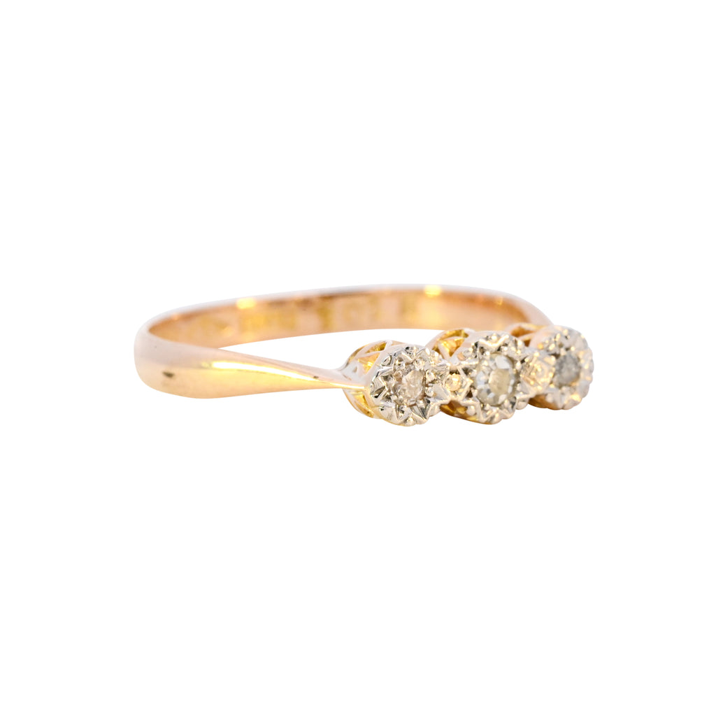 Antique 18ct Gold Diamond 3 Stone Ring