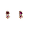 14k Yellow Gold Red & White Stone Earrings