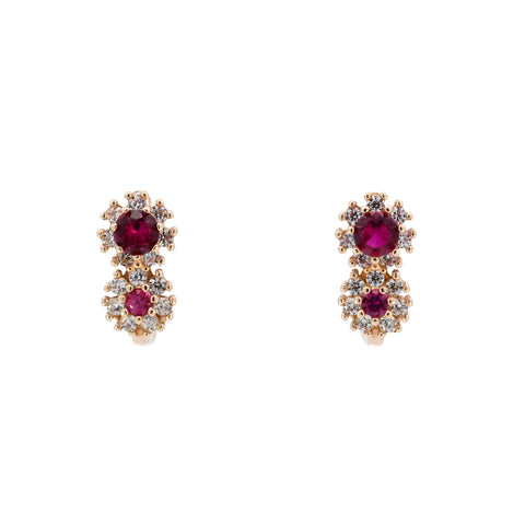 14k Yellow Gold Red & White Stone Earrings (SH24-640)