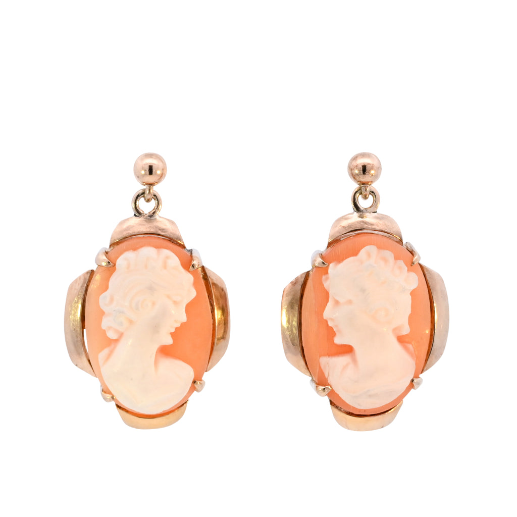 9ct Yellow Gold Cameo Drop Studs (SH24-644)