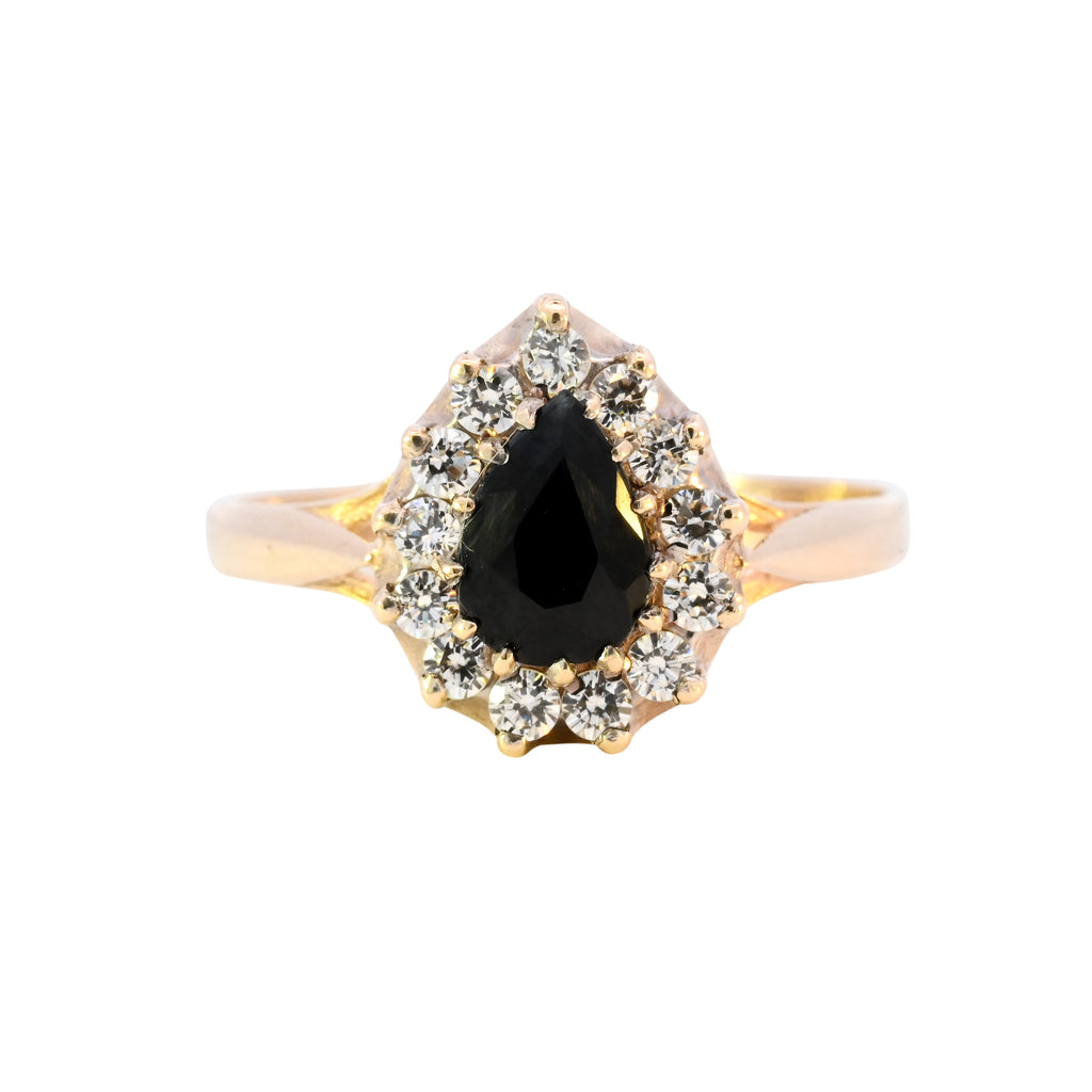 9ct Yellow Gold Sapphire & Cubic Zirconia Ring