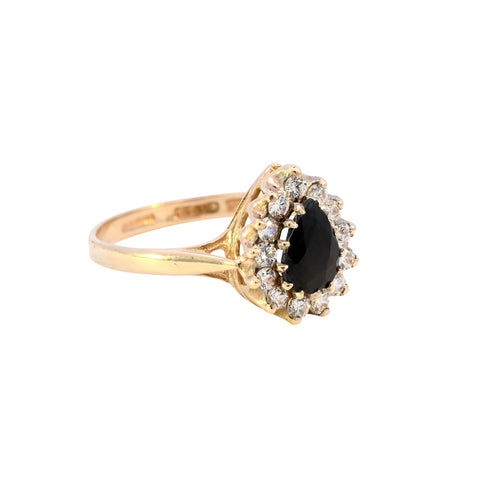 9ct Yellow Gold Sapphire & Cubic Zirconia Ring