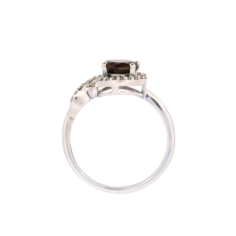 9ct Yellow Gold Smokey Quartz & Diamond Ring (SH24-697)