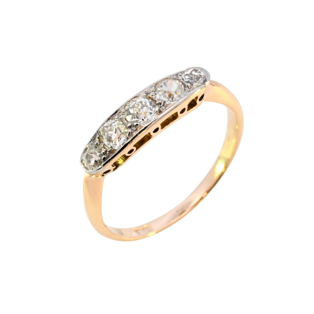 Antique 18ct Gold 0.50ct Diamond Boat Ring