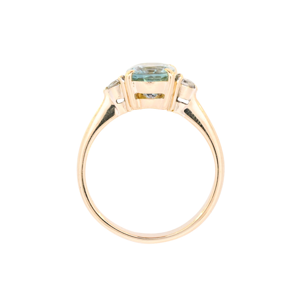 18ct Yellow Gold Aquamarine & Diamond Ring (SH24-701)