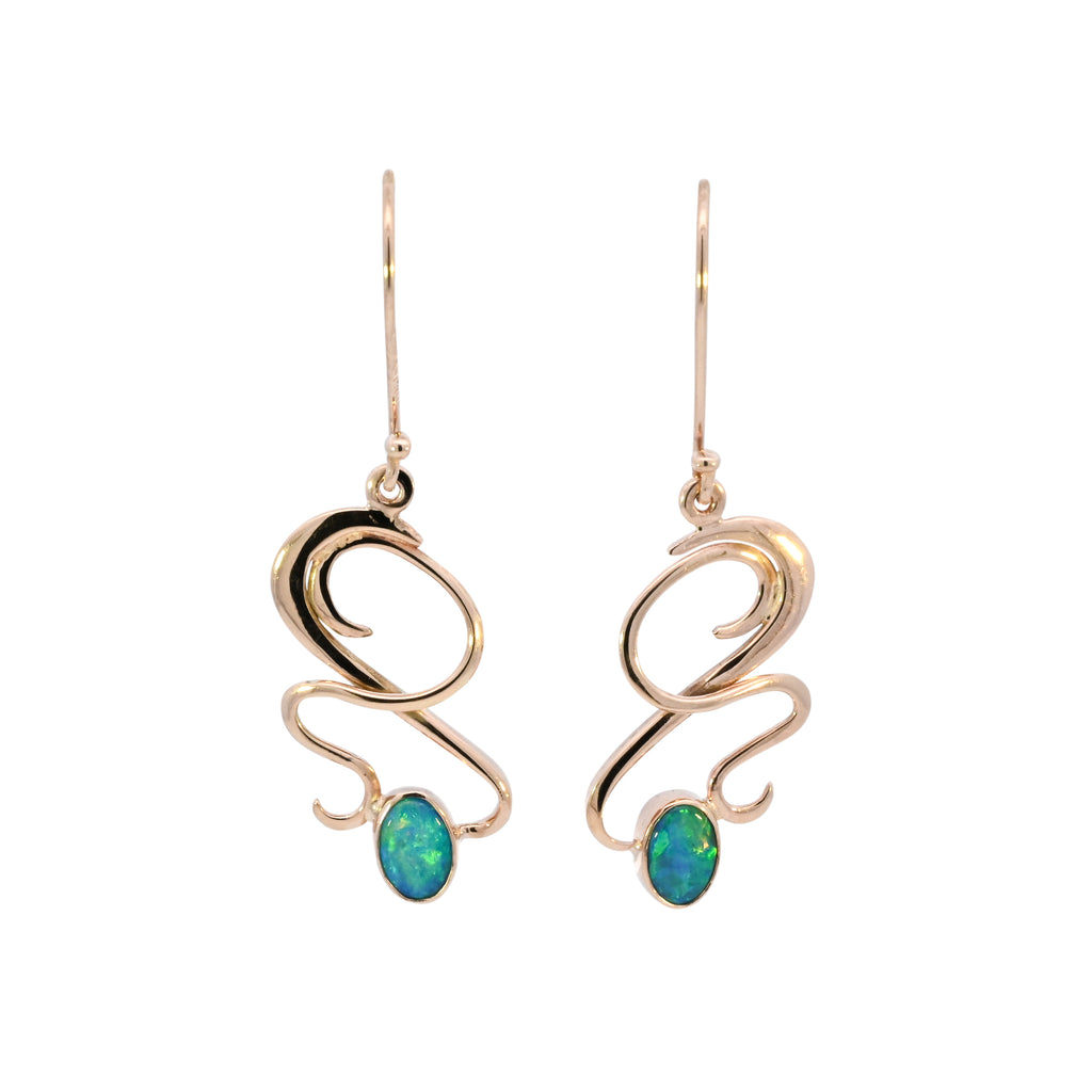 9ct Yellow Gold Opal Doublet Drop Earrings (SH24-702)