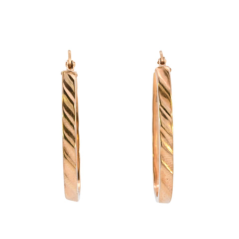 9ct Yellow Gold Long Oval Hoops