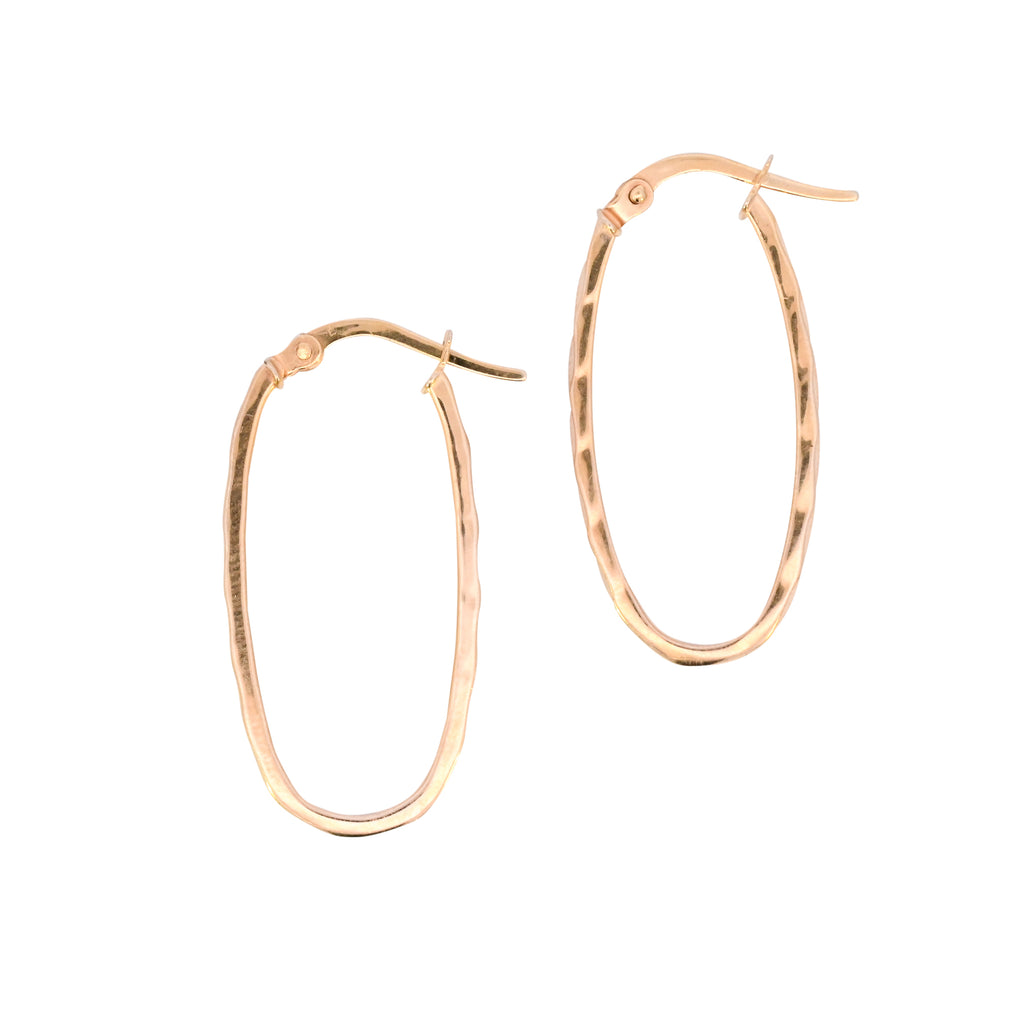 9ct Yellow Gold Long Oval Hoops