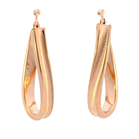 9ct Yellow Gold Long Oval Twist Hoops