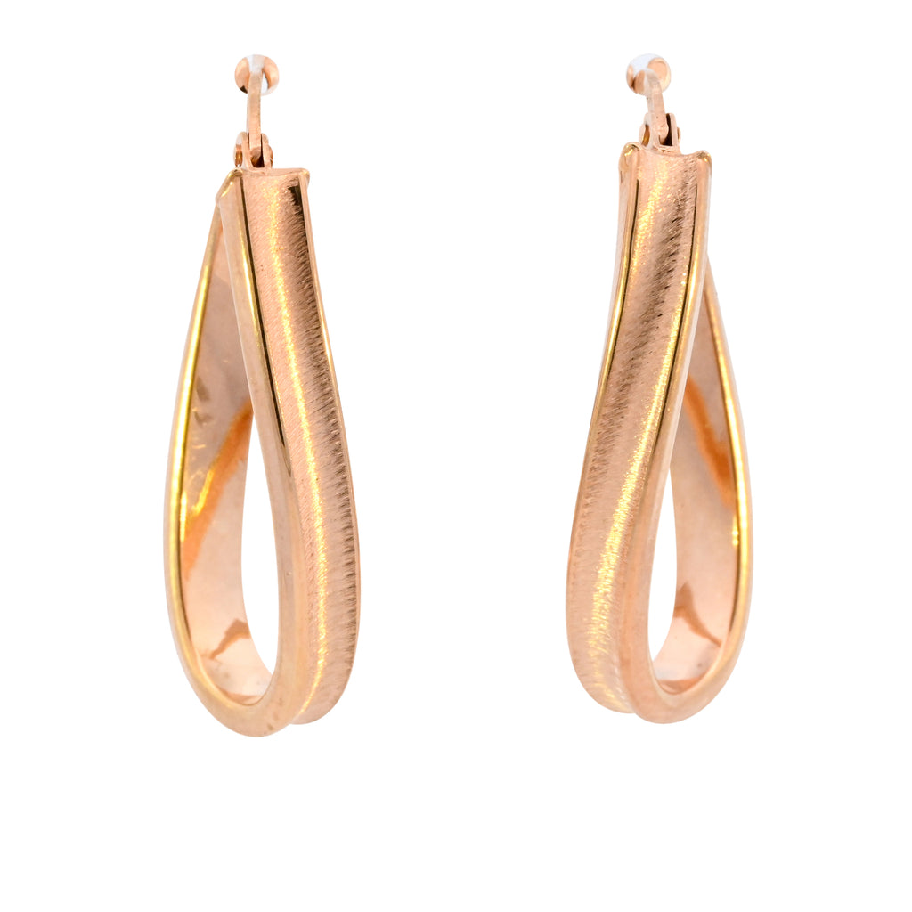 9ct Yellow Gold Long Oval Twist Hoops (SH24-704)