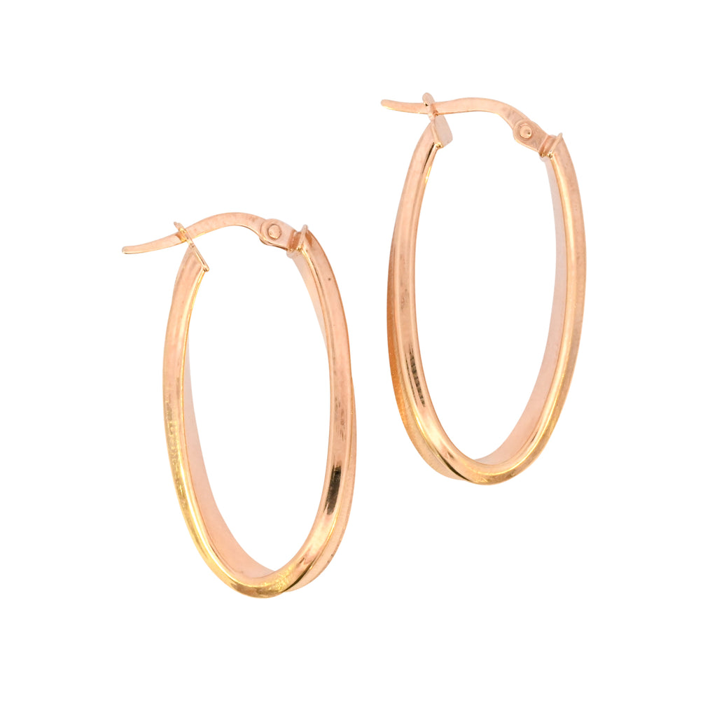 9ct Yellow Gold Long Oval Twist Hoops (SH24-704)