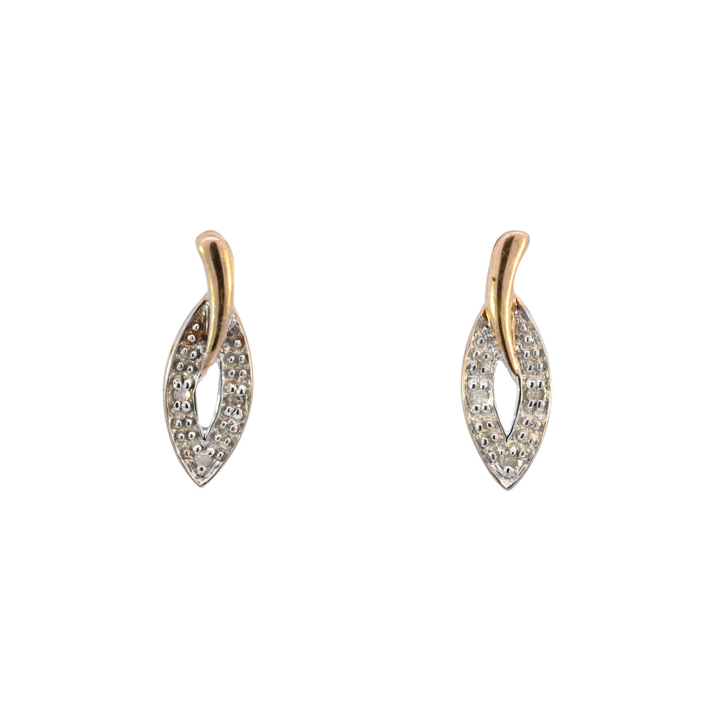 9ct Yellow Gold Diamond Set Drop Studs (SH24-705)