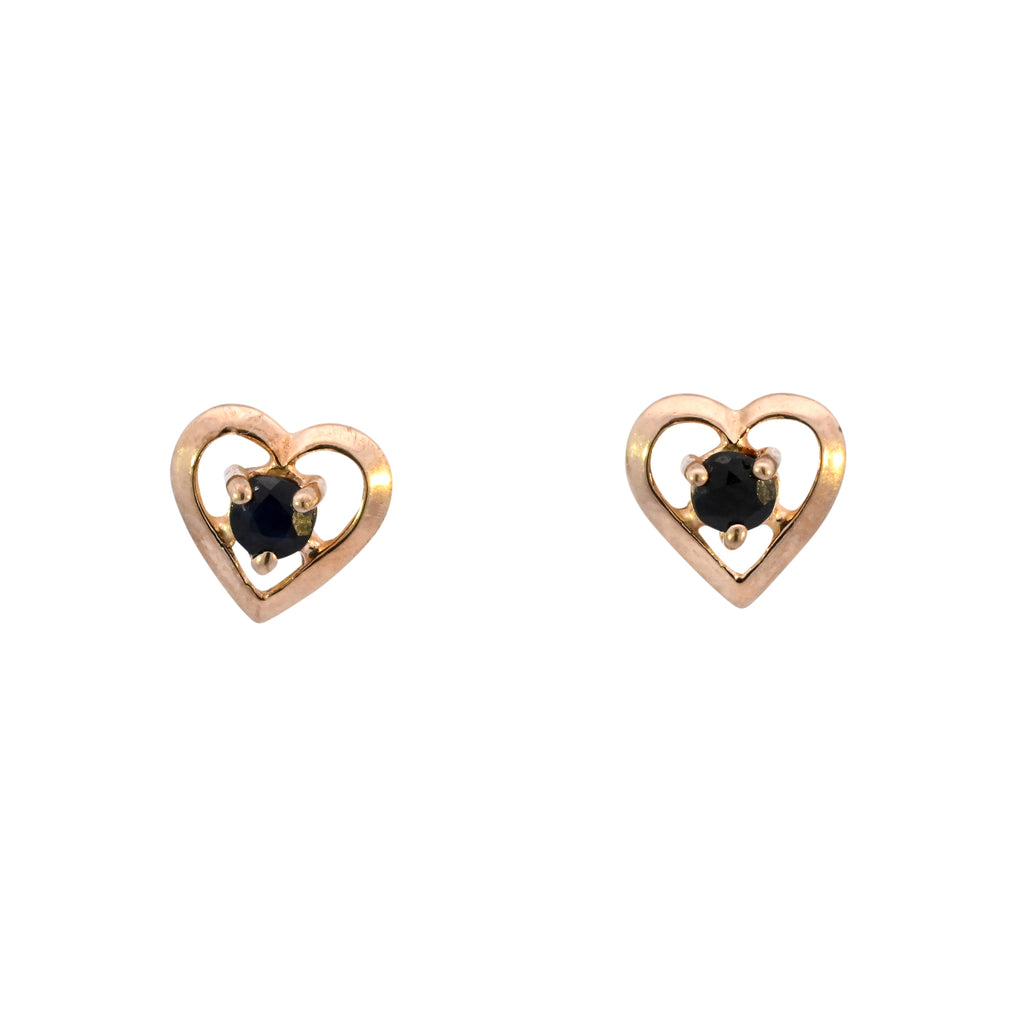 9ct Yellow Gold Sapphire Heart Studs (SH24-706)