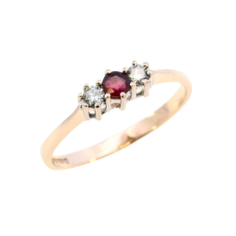 9ct Yellow Gold Ruby & Diamond Ring