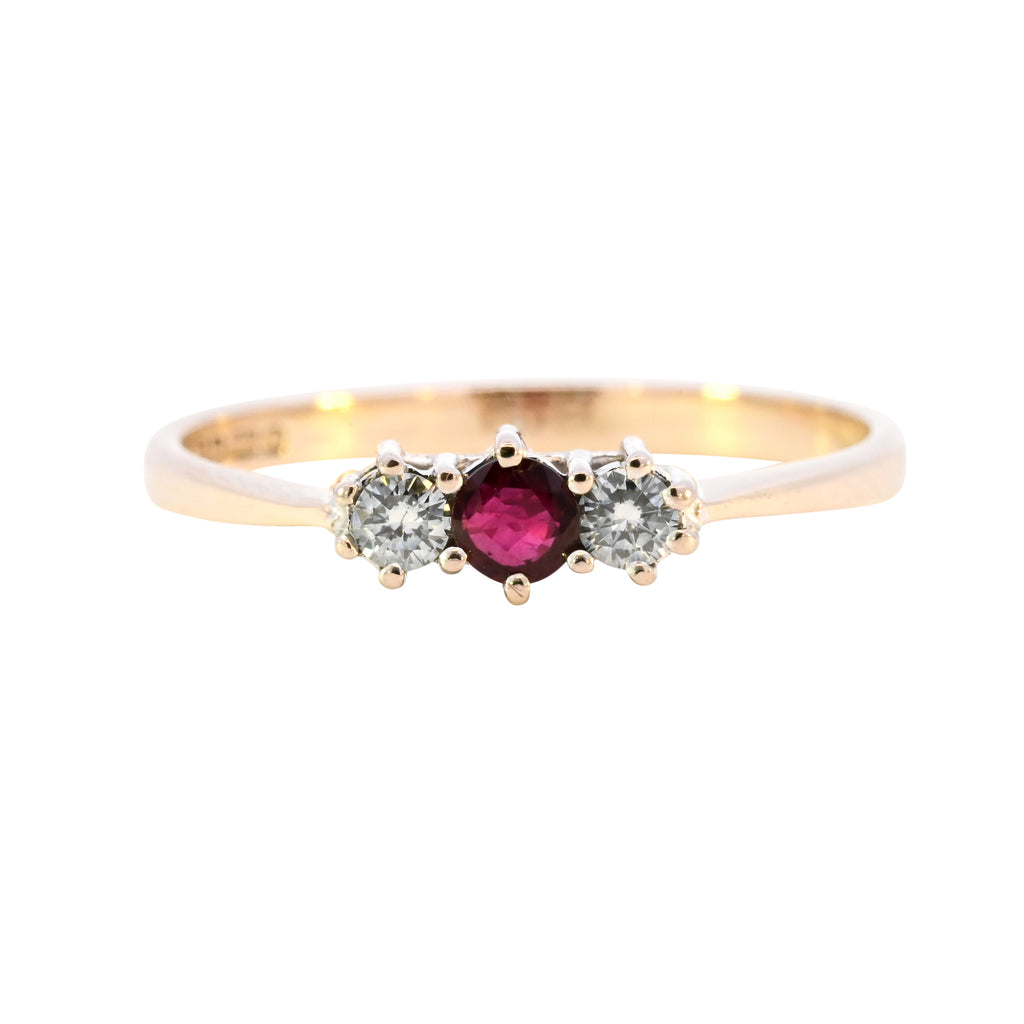 9ct Yellow Gold Ruby & Diamond Ring