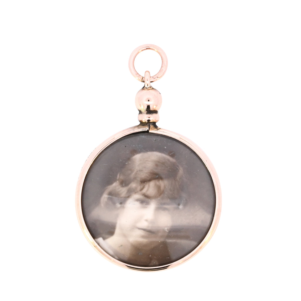 Antique 9ct Gold Round Glass Locket (SH24-722)