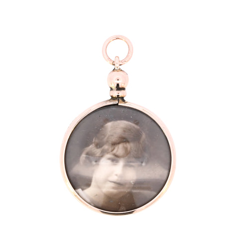 Antique 9ct Gold Round Glass Locket (SH24-722)