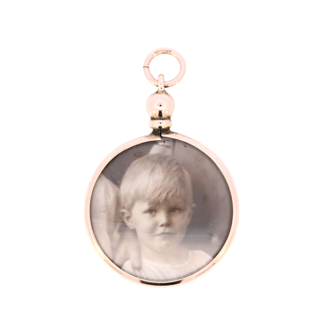 Antique 9ct Gold Round Glass Locket (SH24-722)