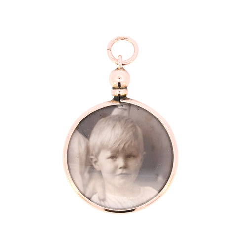 Antique 9ct Gold Round Glass Locket (SH24-722)
