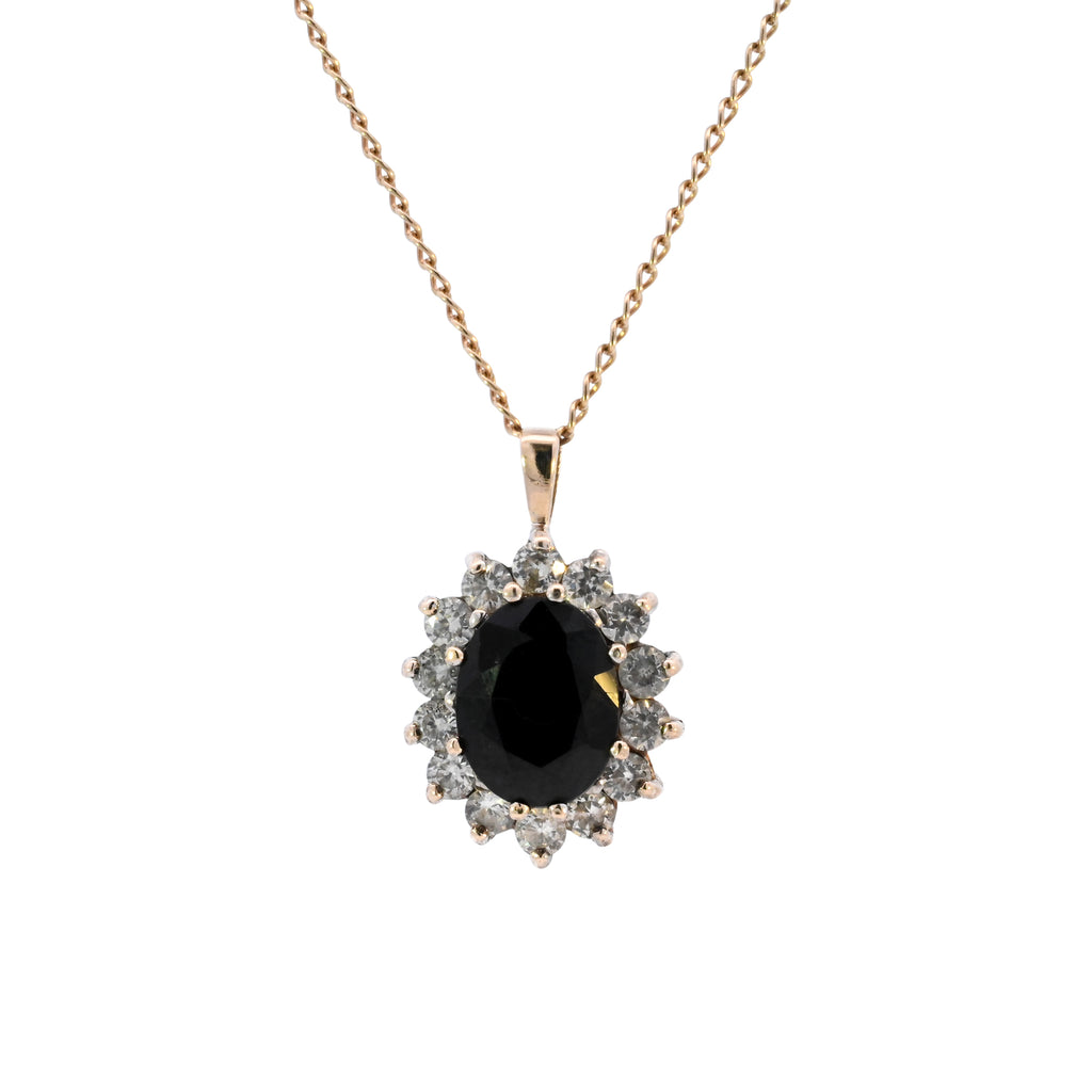 9ct Yellow Gold Sapphire & Cubic Zirconia Necklace (SH24-725)