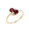 9ct Yellow Gold Garnet & Diamond Crossover Ring (SH24-729)