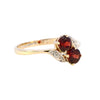 9ct Yellow Gold Garnet & Diamond Crossover Ring