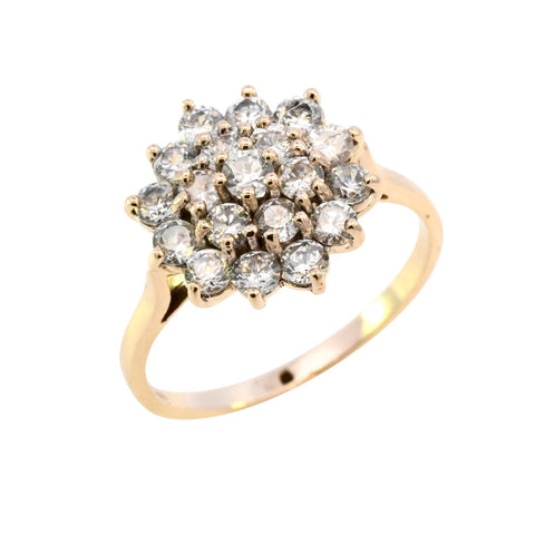 9ct Yellow Gold Cubic Zirconia Cluster Ring