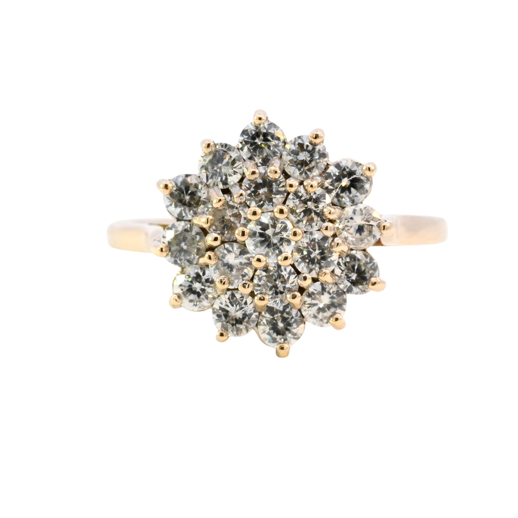 9ct Yellow Gold Cubic Zirconia Cluster Ring