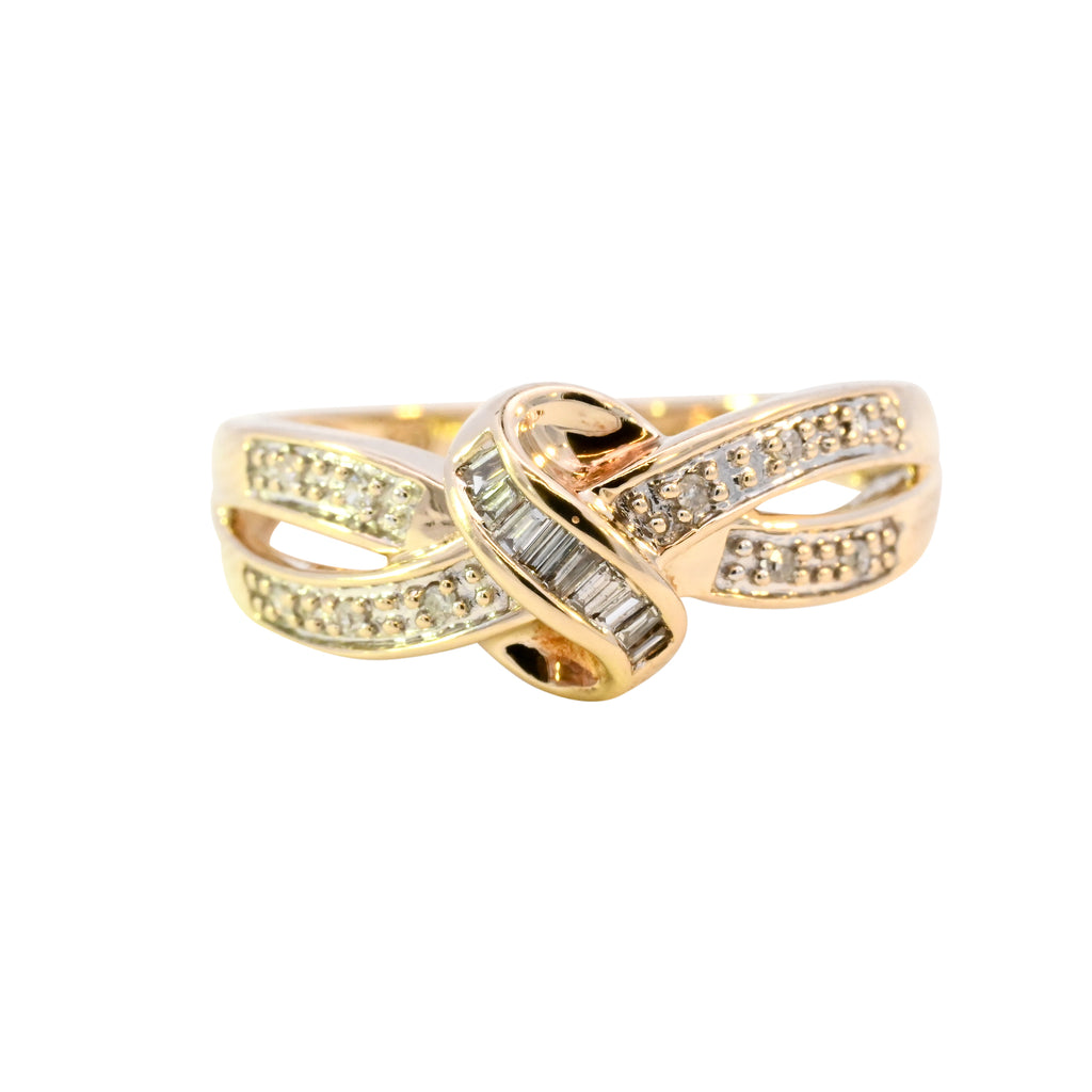 9ct Yellow Gold 0.10ct Diamond Crossover Ring (SH24-733)