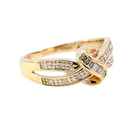 9ct Yellow Gold 0.10ct Diamond Crossover Ring