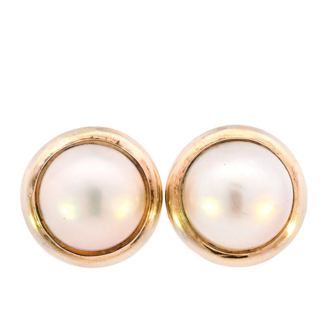 9ct Yellow Gold 13.5mm Mabe Pearl Earrings