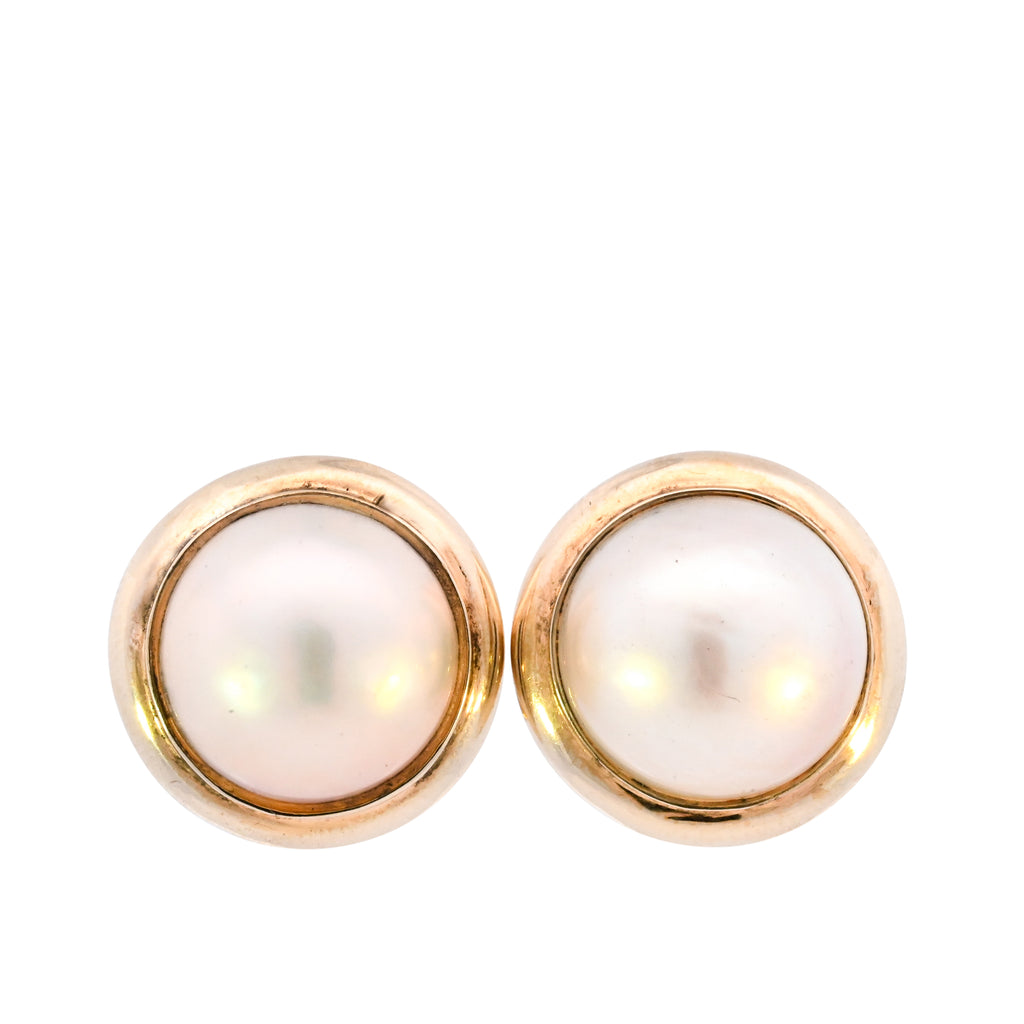 9ct Yellow Gold 13.5mm Mabe Pearl Earrings (SH24-734)