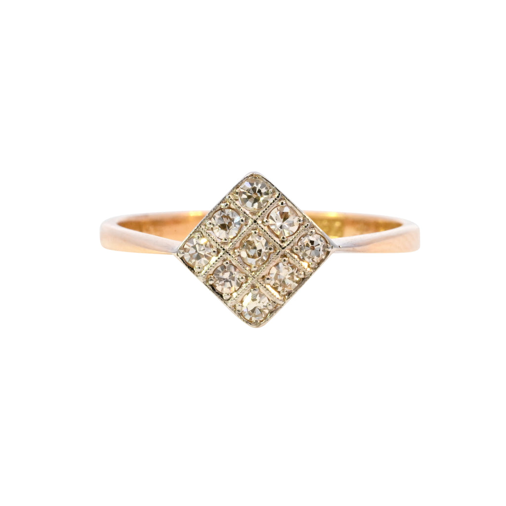 Antique 18ct Gold 0.25ct Diamond Plaque Ring (SH24-217)
