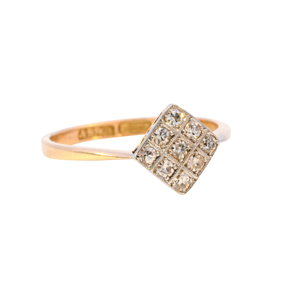 Antique 18ct Gold 0.25ct Diamond Plaque Ring