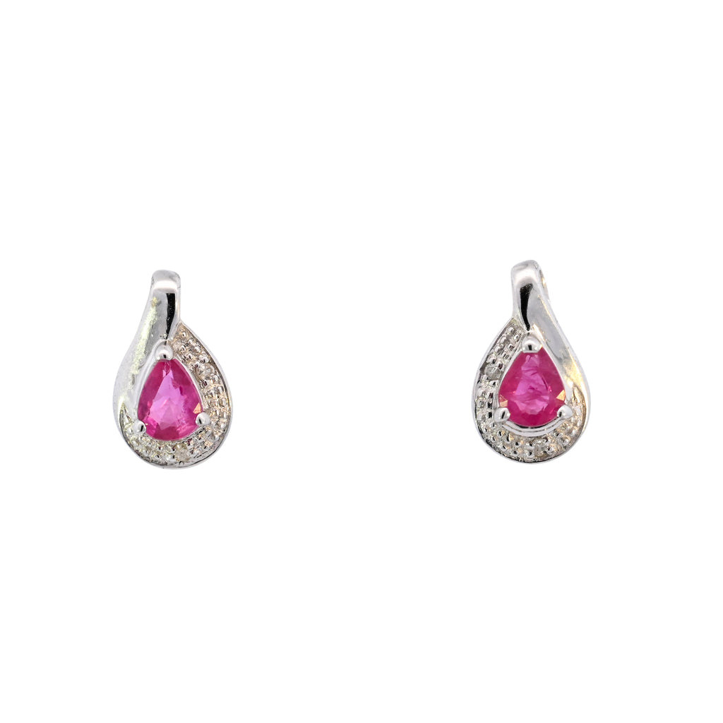 9ct White Gold Ruby & Diamond Studs (SD24-037)