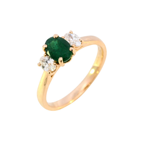 18ct Yellow Gold Emerald & Diamond Ring