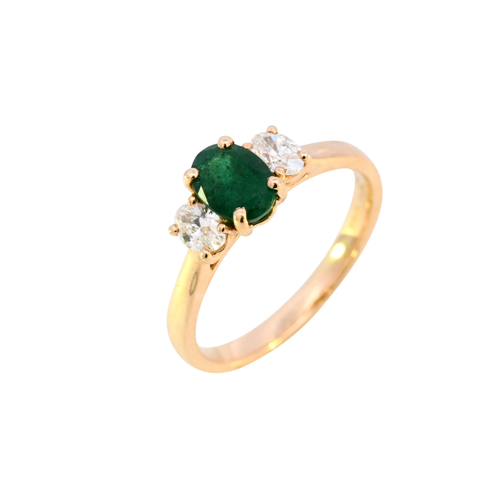 18ct Yellow Gold Emerald & Diamond Ring (SD24-043)