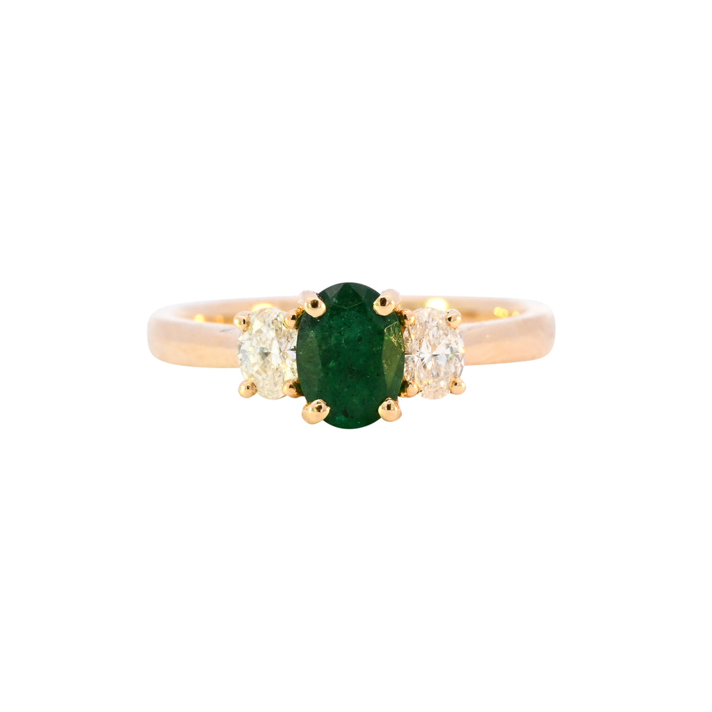 18ct Yellow Gold Emerald & Diamond Ring (SD24-043)