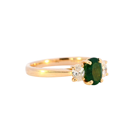 18ct Yellow Gold Emerald & Diamond Ring