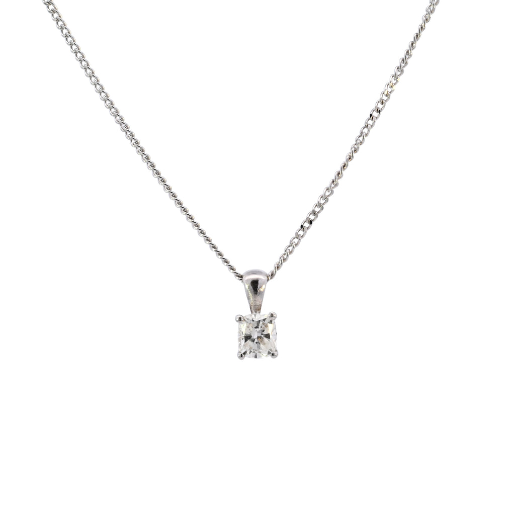 18ct White Gold 0.40ct Diamond Solitaire Necklace SD24-046)
