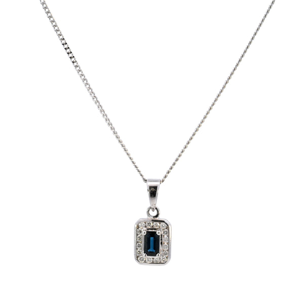 9ct White Gold Sapphire & Diamond Necklace