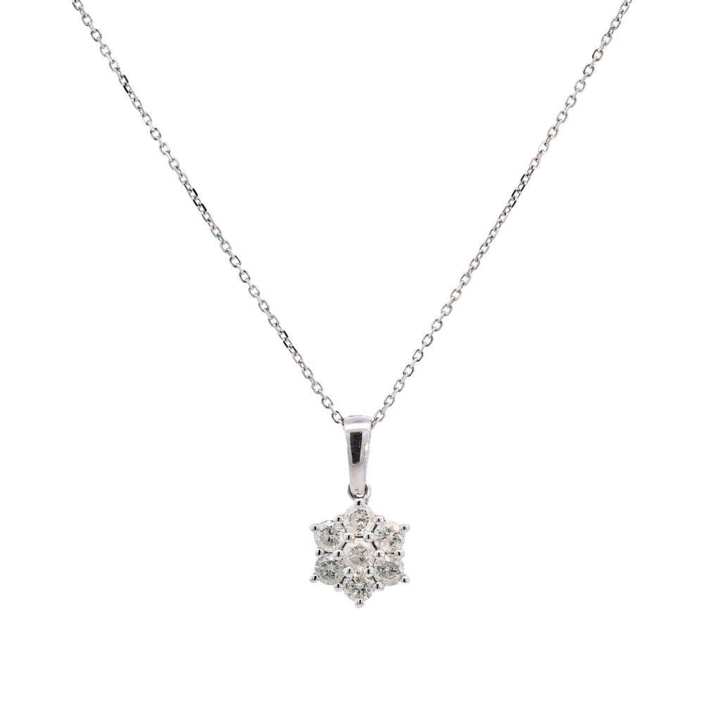 9ct White Gold 0.50ct Diamond Daisy Necklace (BA24-040)