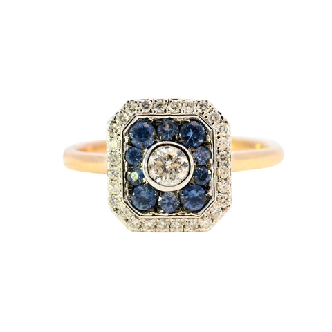 18ct Yellow Gold Sapphire & Diamond Ring