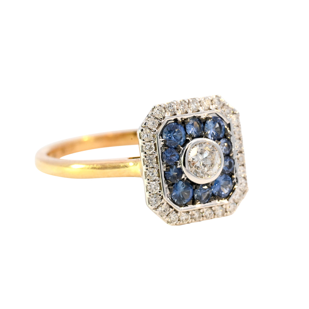 18ct Yellow Gold Sapphire & Diamond Ring (BA24-038)