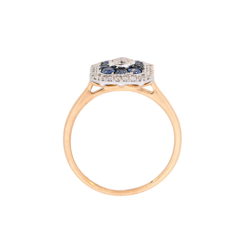 18ct Yellow Gold Sapphire & Diamond Ring (BA24-038)