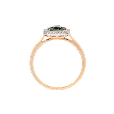 18ct Yellow Gold Emerald & Diamond Ring (BA24-039)