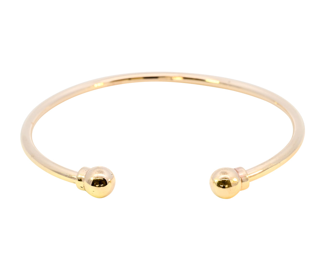 9ct Yellow Gold Plain Ball Torque Bangle (SH24-773)